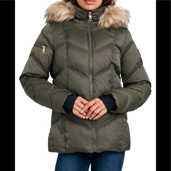 Nautica Women's Faux-Fur-Trim Hooded Puffer Coat - Picture 1 of 8